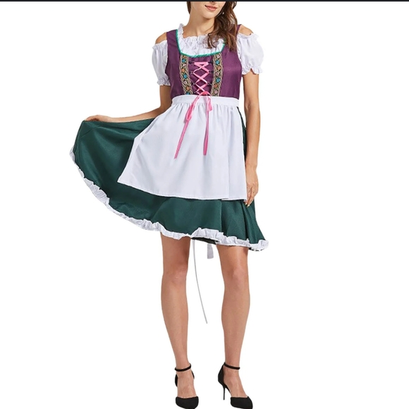 Vintage Dresses & Skirts - Vintage Ren Faire, Milk Maid Oktober Fest Cosplay Dirndl Mini Dress